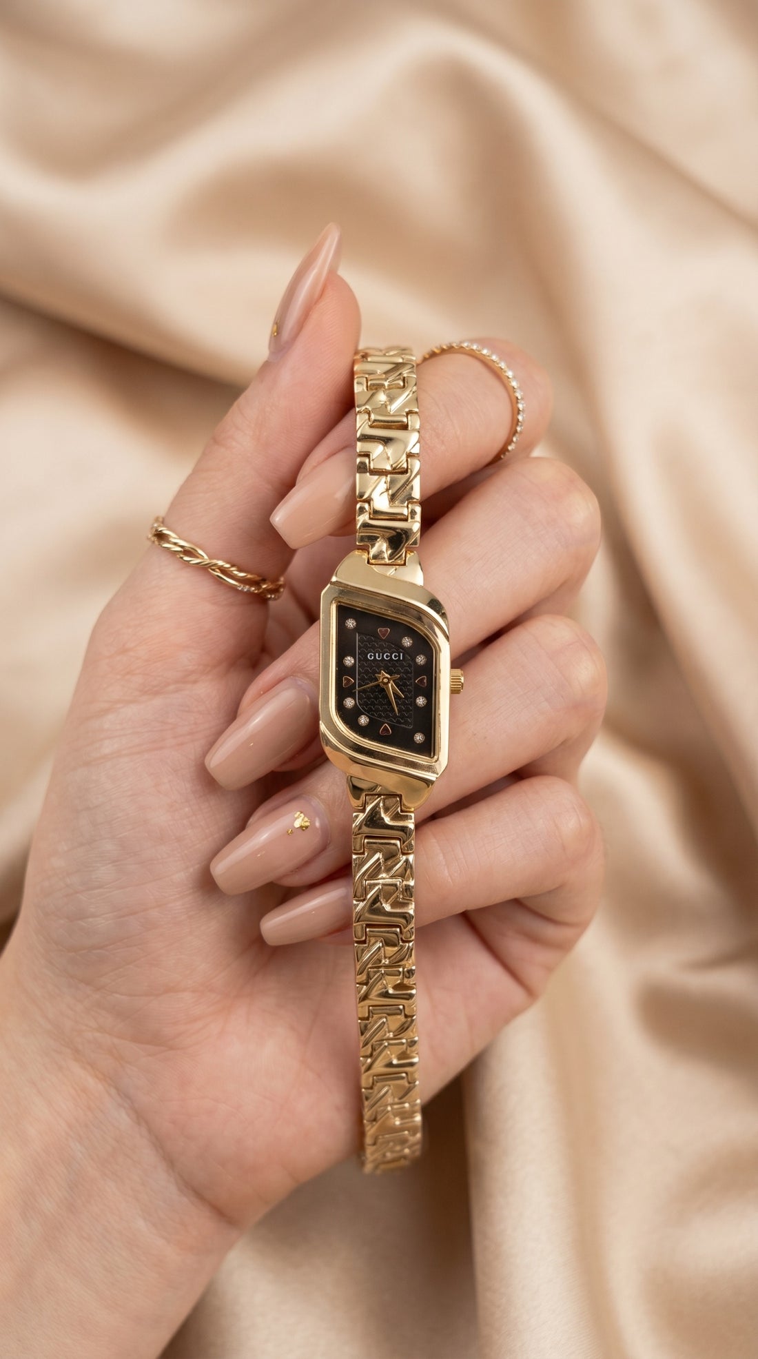 Gucci Whispering Golden Black Dial Women Watch