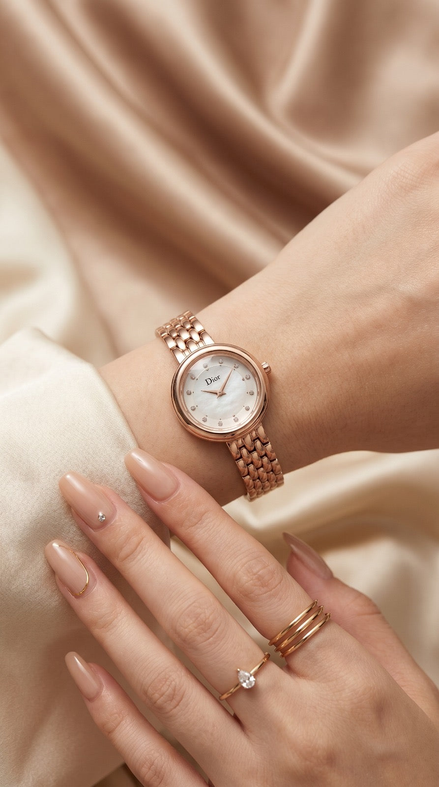Dior Twinkle Rose Gold White Dial Women Watch