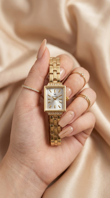 MW Aurelia Golden Women Watch - White Dial