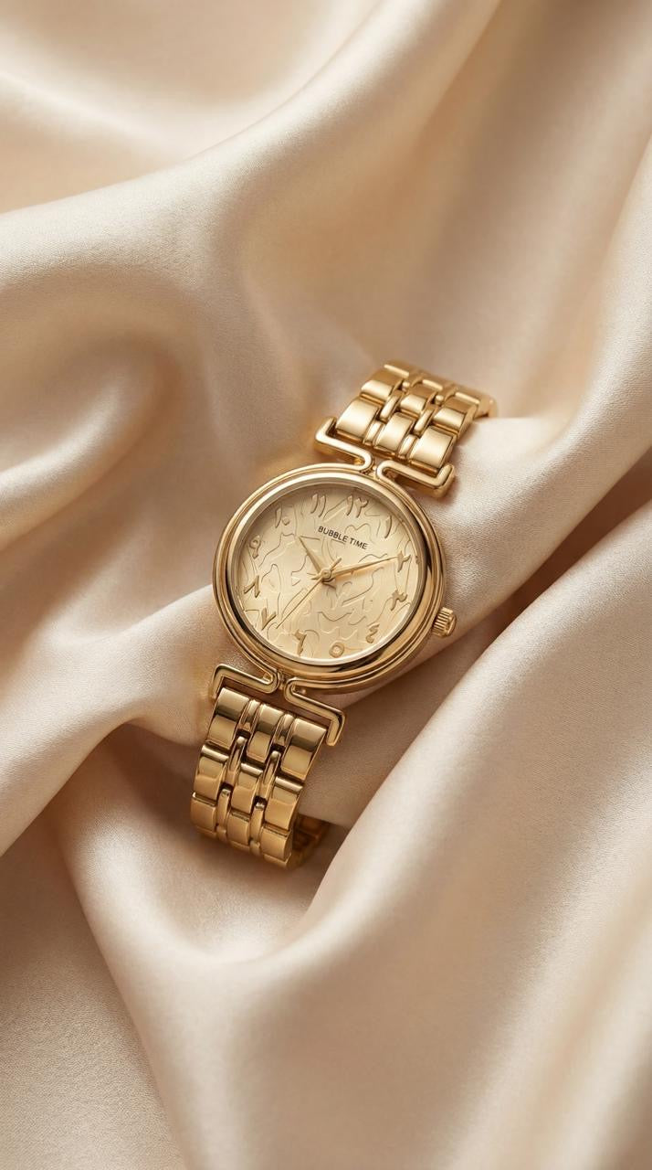 Bubble Time Arabic Women Watch - Golden
