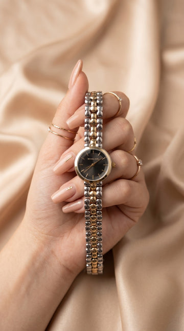 MK Darci Two Tone Women Watch - Black Dial