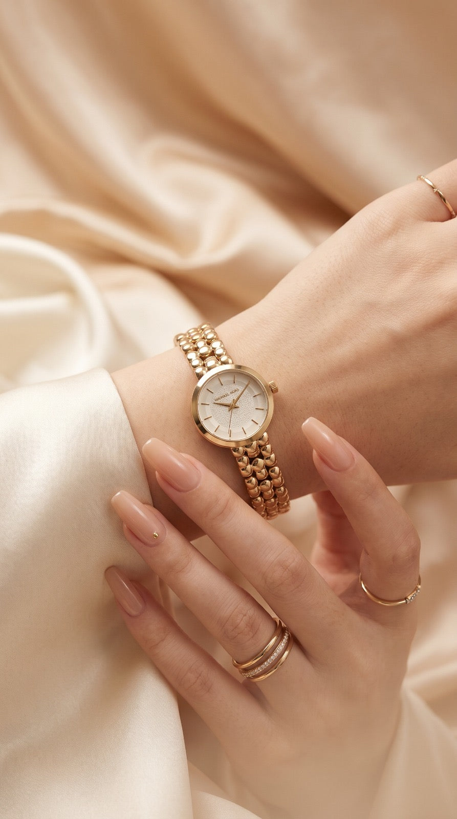 MK Darci Golden Women Watch - White Dial