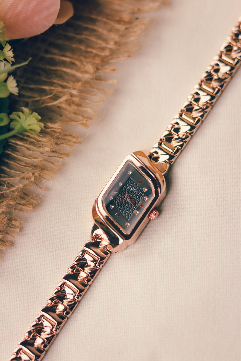 Gucci Whispering Rose Gold Black Dial Women Watch