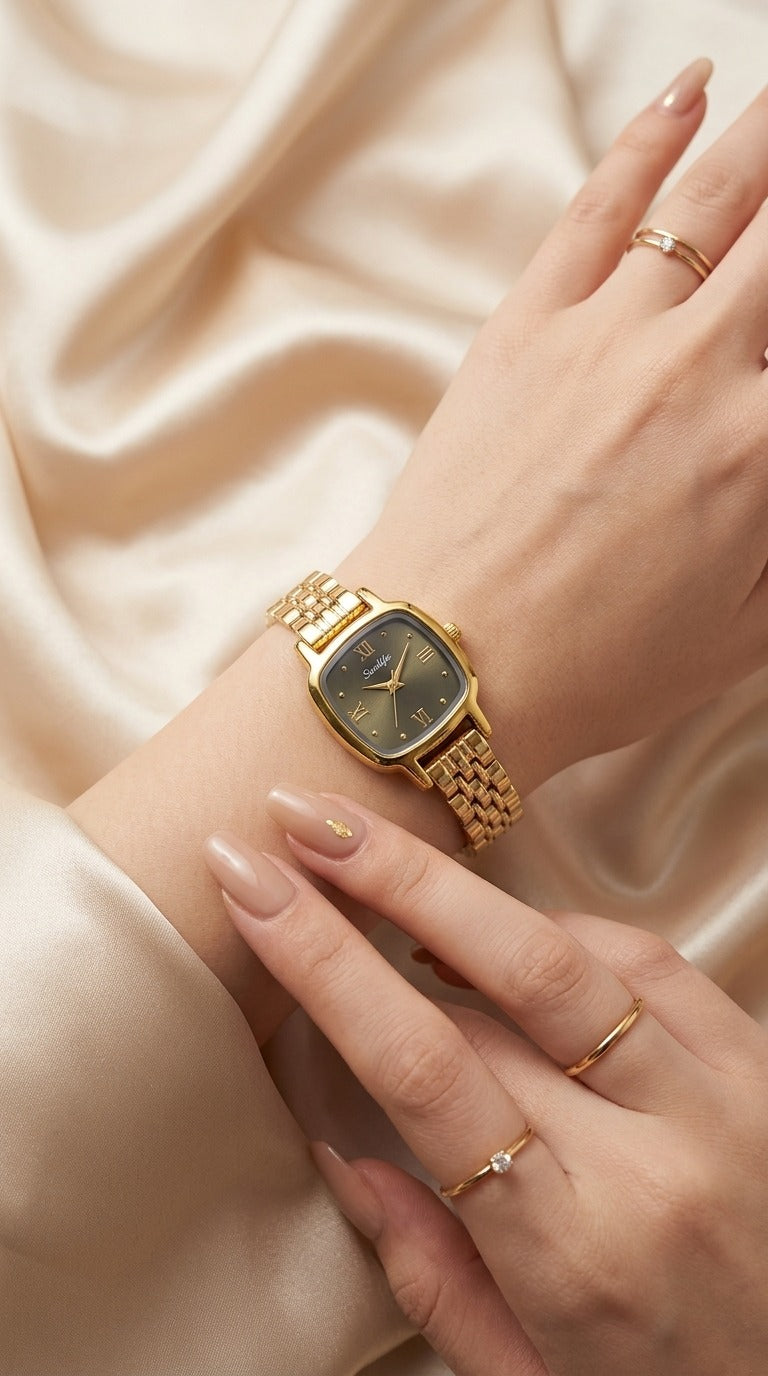 Sunlifex Empress Square Women Watch - Green Dial