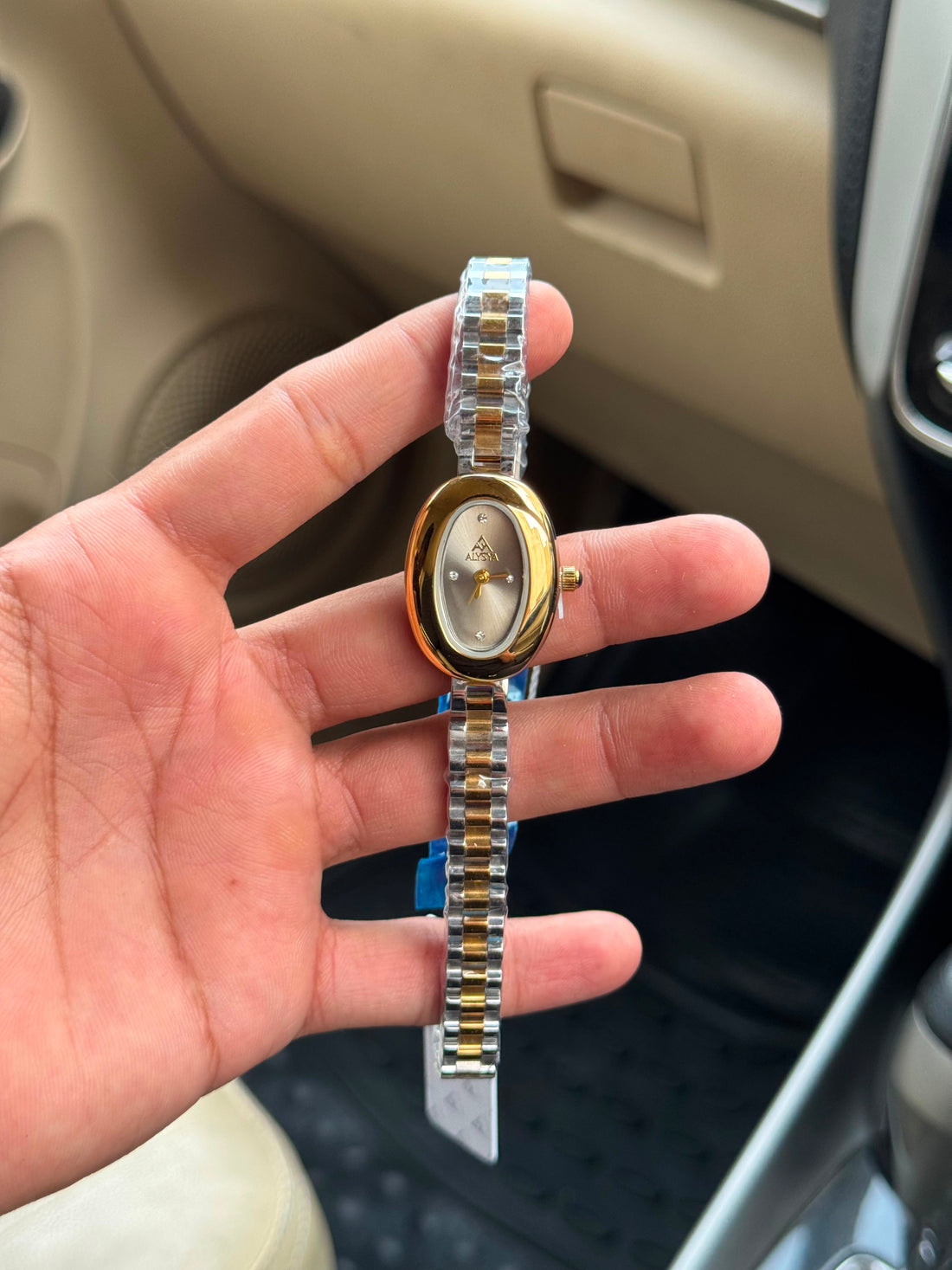 The Alysya Oval Two Tone Women Watch - Grey Dial