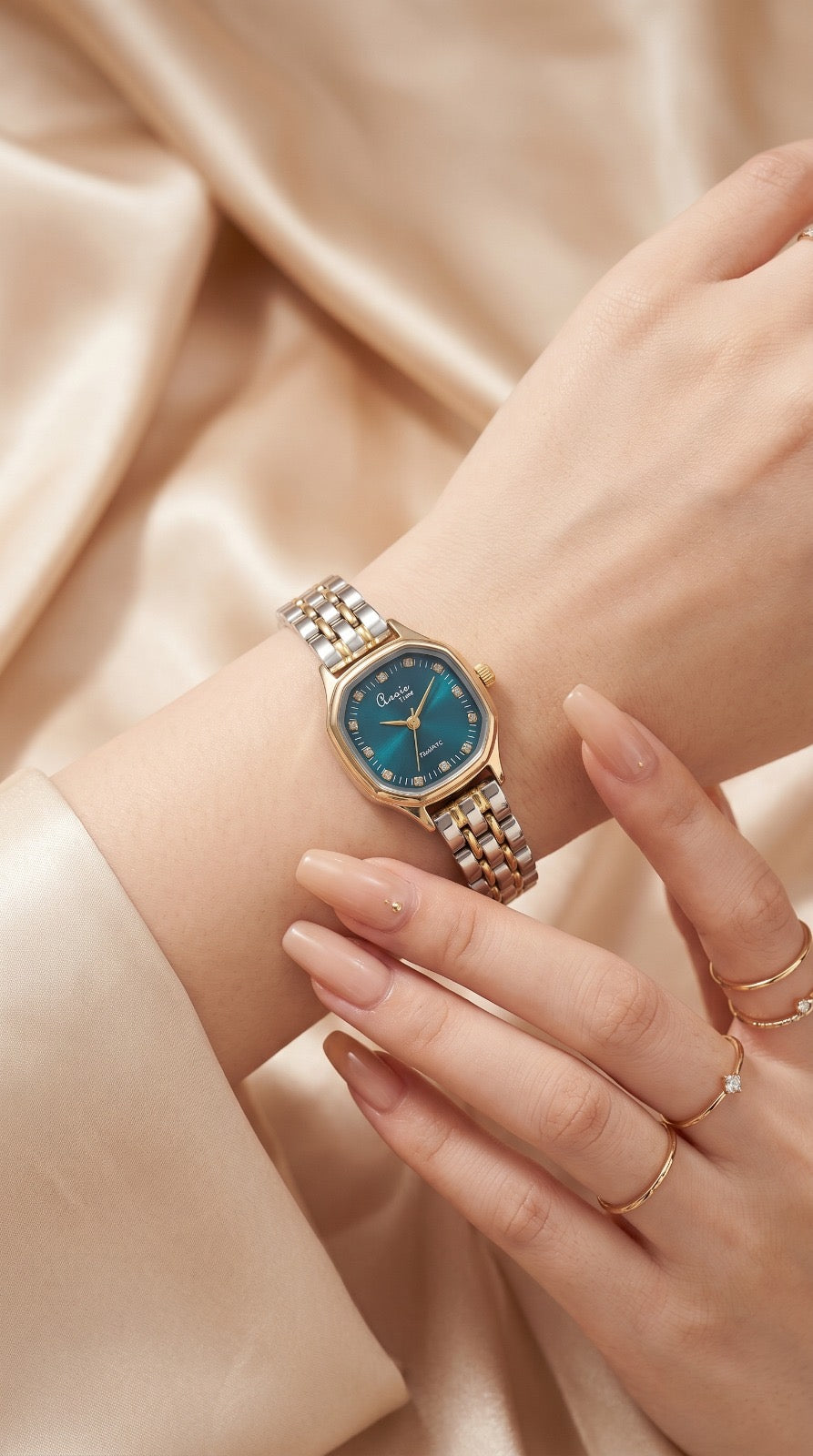 The Symmetry Two-Tone Women Watch - Blue Dial