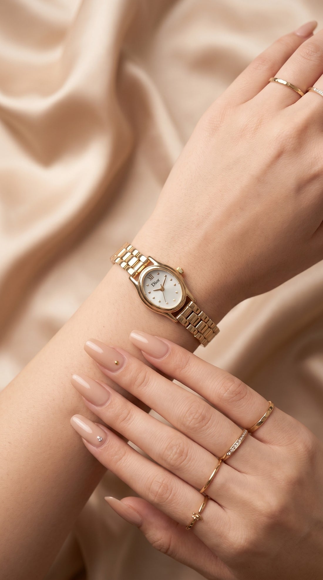 Dior Oval Dial Gold Plated Women Watch