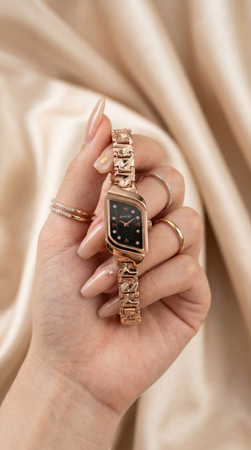 Gucci Whispering Rose Gold Black Dial Women Watch