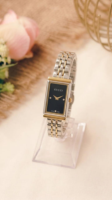 Gucci Rectangular Two Tone Women Watch