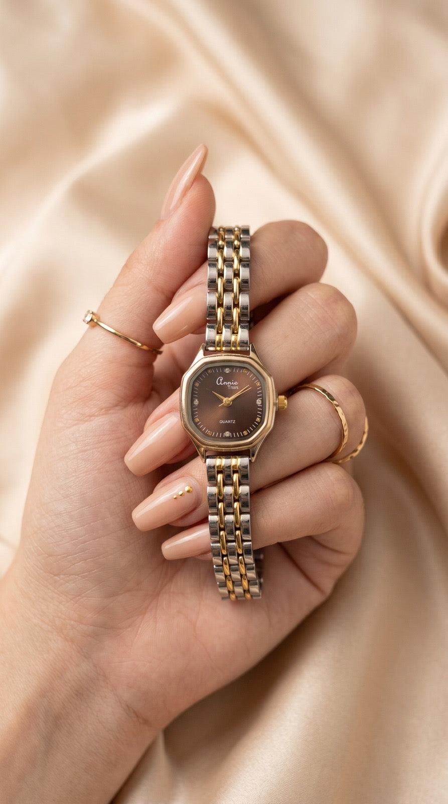 The Symmetry Two-Tone Women Watch - Brown Dial