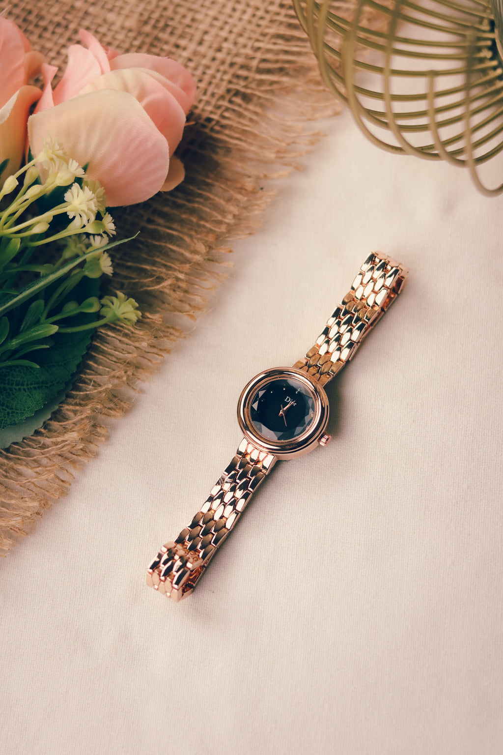 Dior Twinkle Rose Gold Black Dial Women Watch