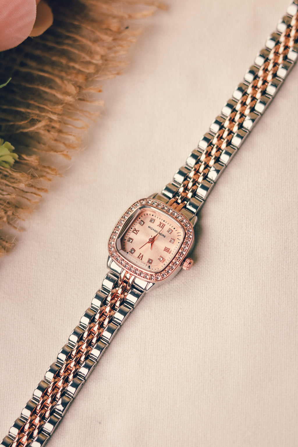 MK Square Rose Gold Two Tone Women Watch