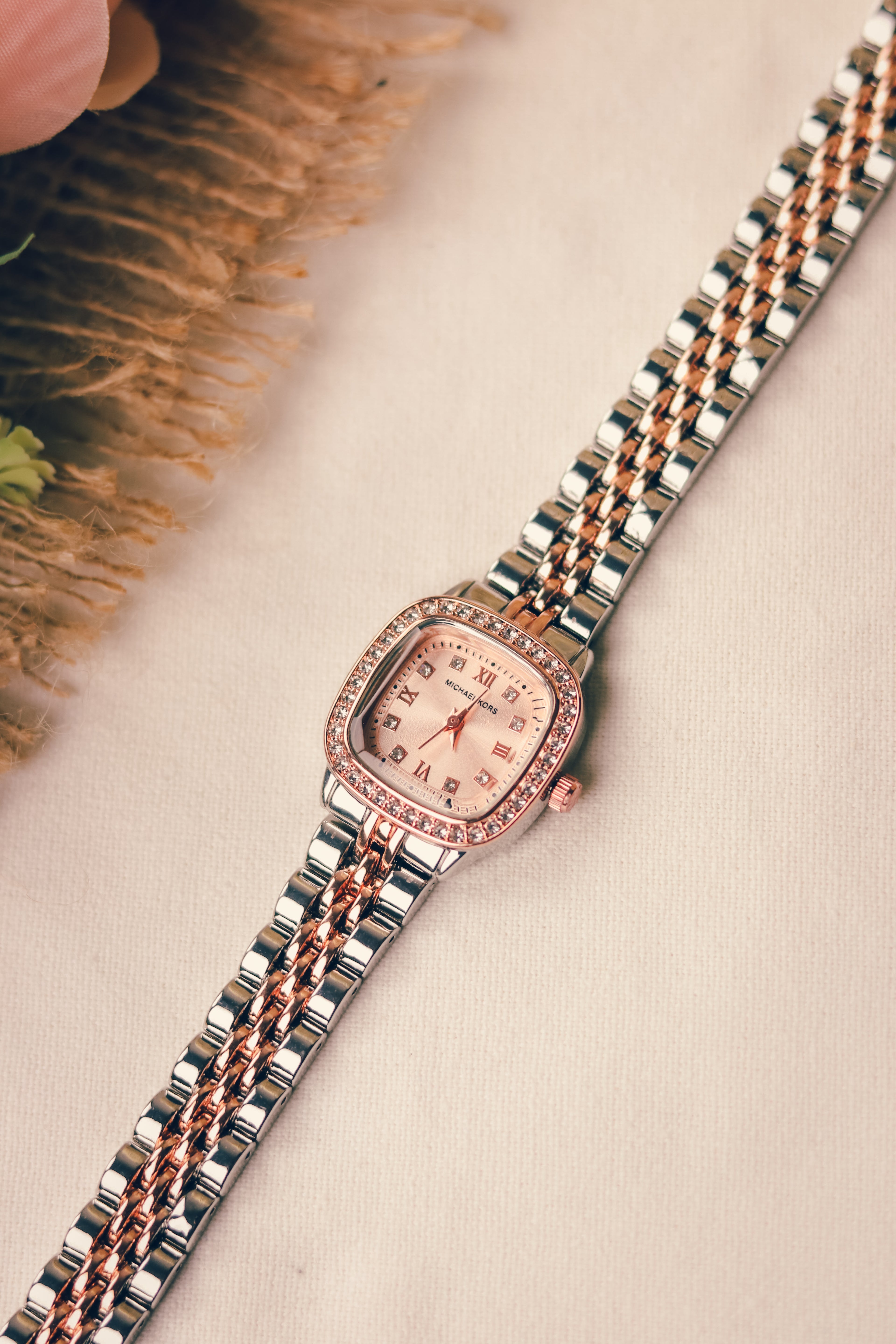 MK Square Rose Gold Two Tone Women Watch