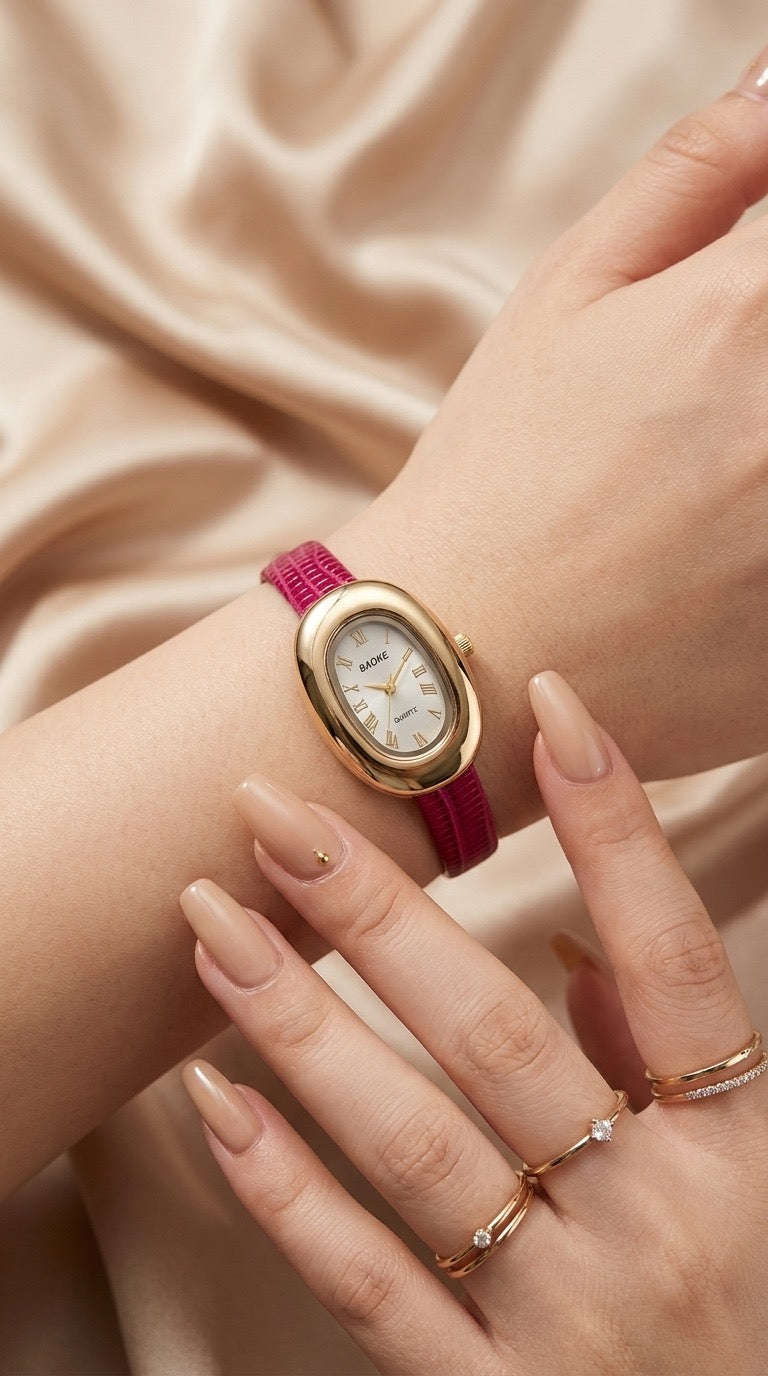 Baroque Petit Maroon Women Strap Watch