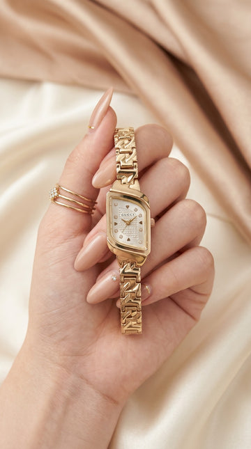 Gucci Whispering Golden White Dial Women Watch