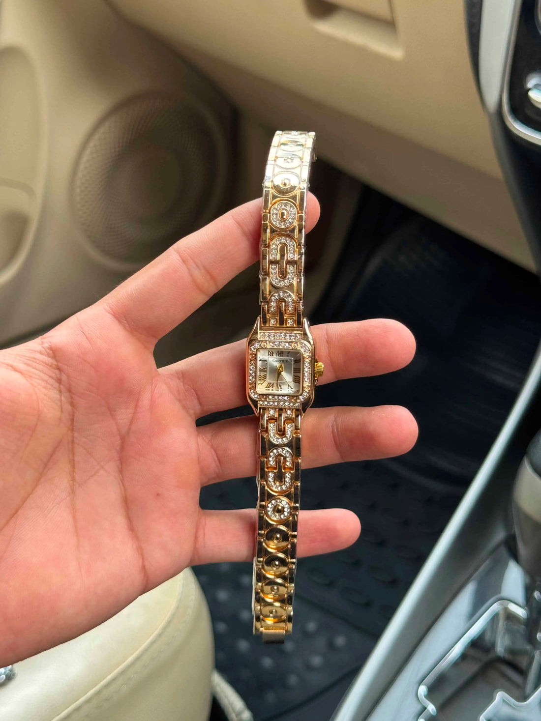 Cartier Sparkle Golden White Dial Women Watch