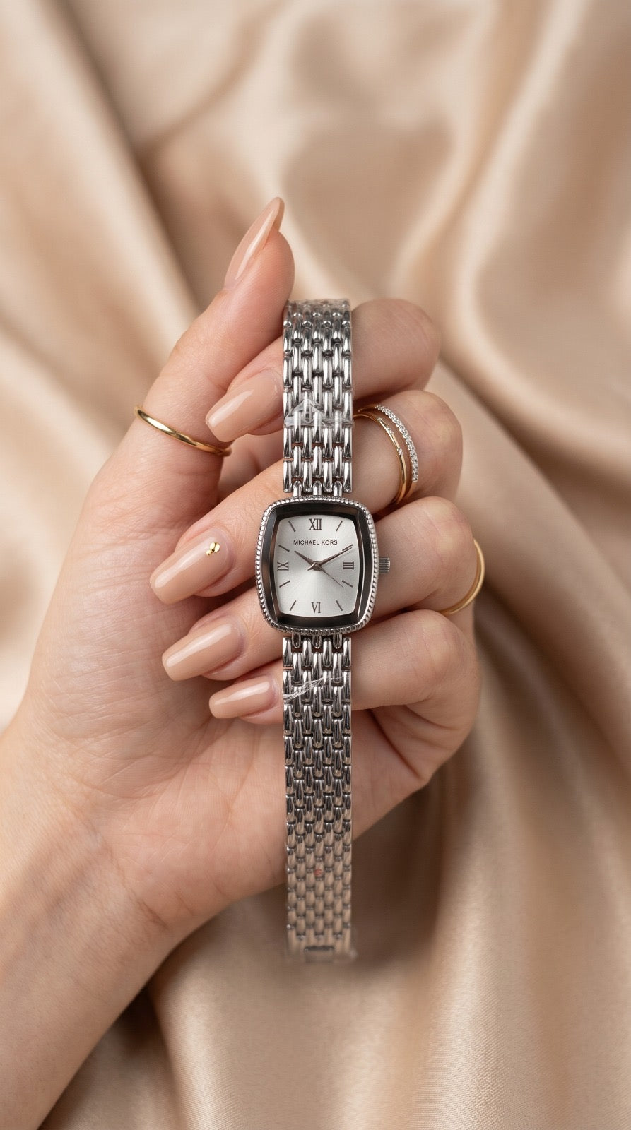 MK Silver Gilded Women Watch - White Dial