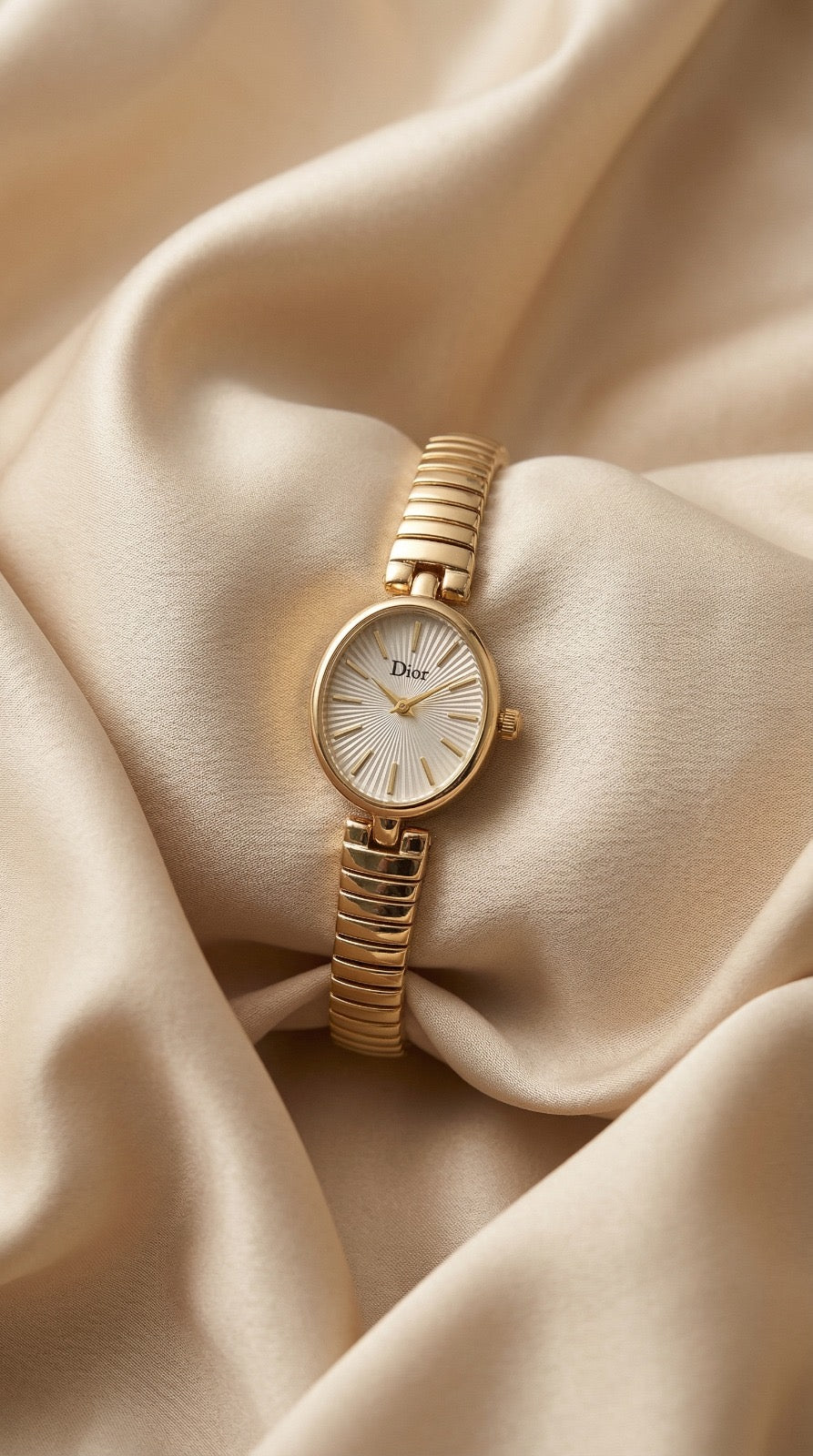 Dior Golden Elegant Oval Women Watch - White