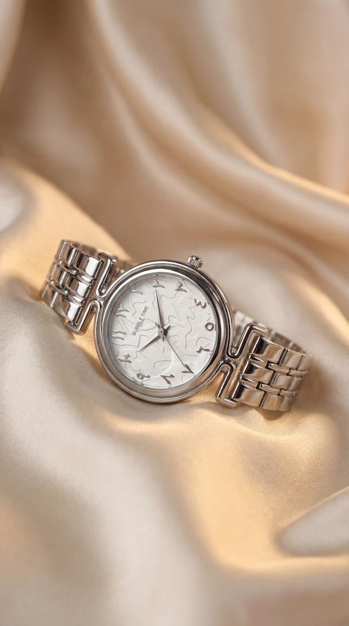 Bubble Time Arabic Women Watch - Silver