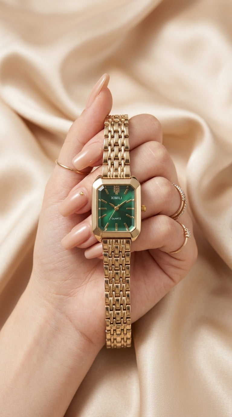 Ximli Premium Square Women Watch - Green Dial