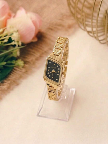 Gucci Whispering Golden Black Dial Women Watch