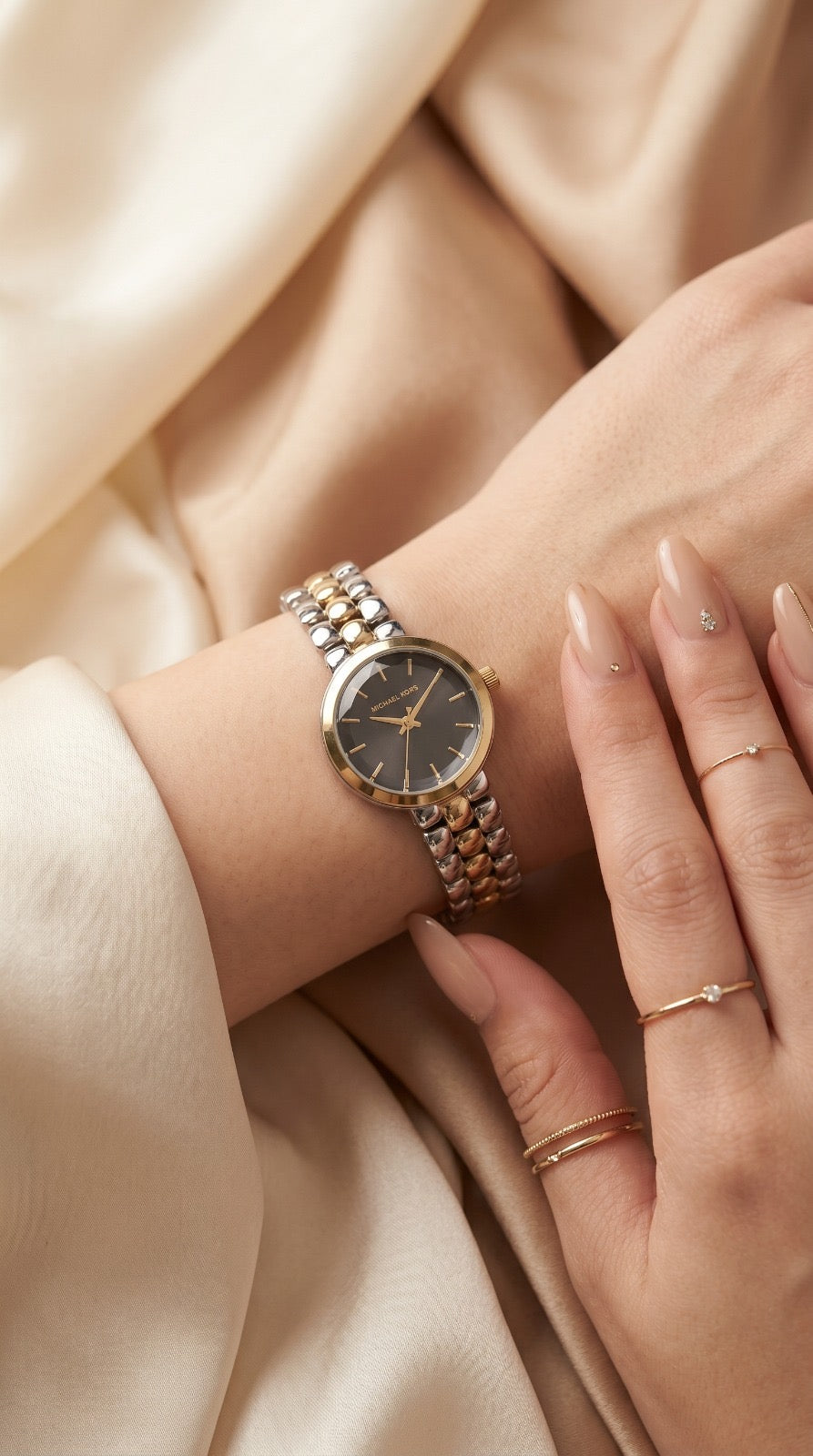 MK Darci Two Tone Women Watch - Black Dial