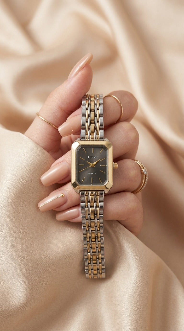 Jusmi Two Tone Women Watch - Black Dial