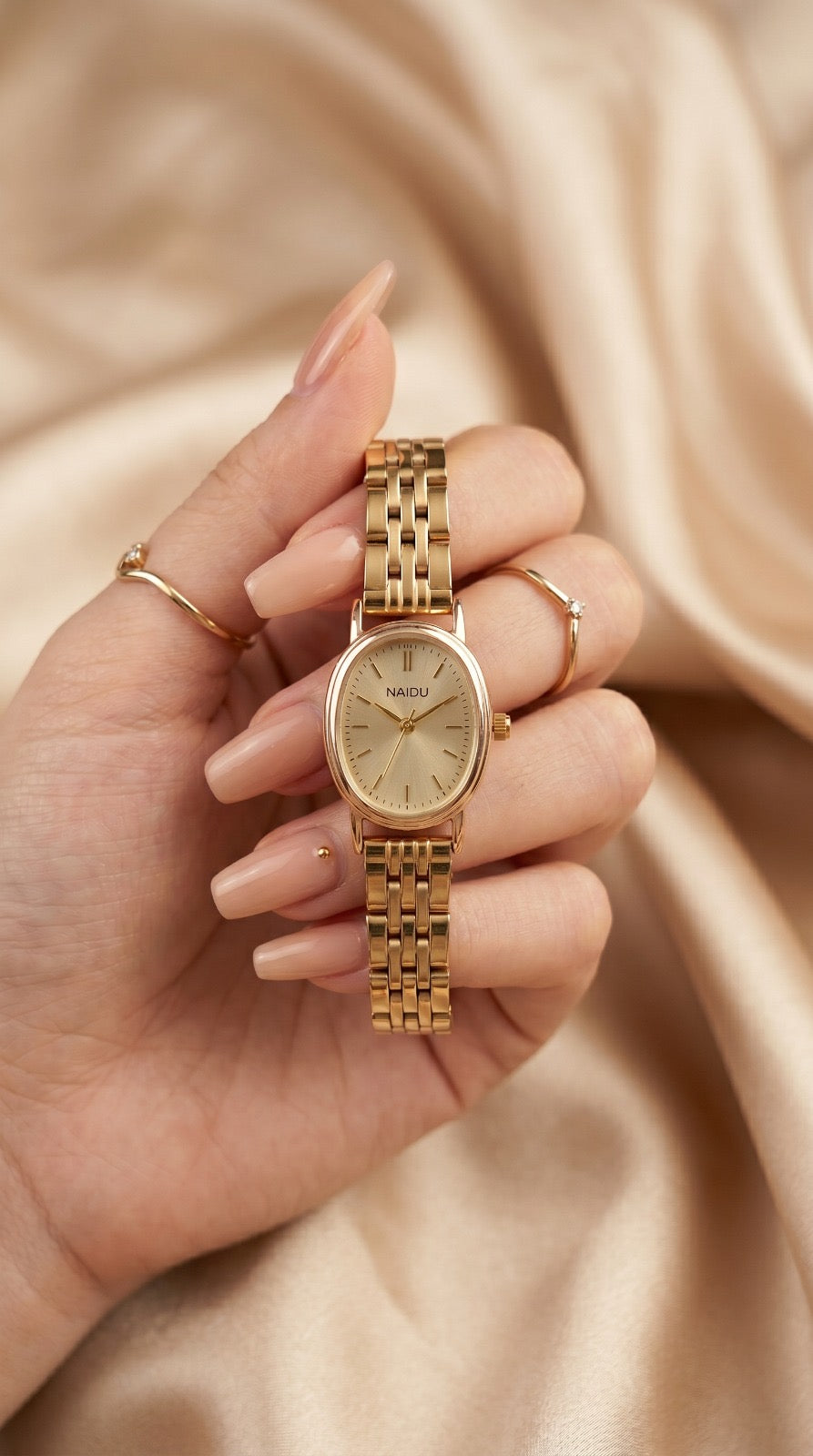 Naidu Antique Oval Women Watch - Golden Dial