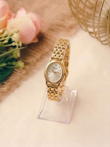 Dior Oval Dial Gold Plated Women Watch