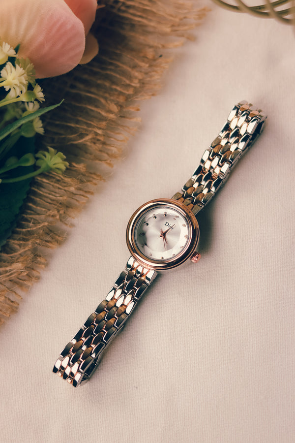 Dior Twinkle Rose Gold Two Tone White Dial Women Watch