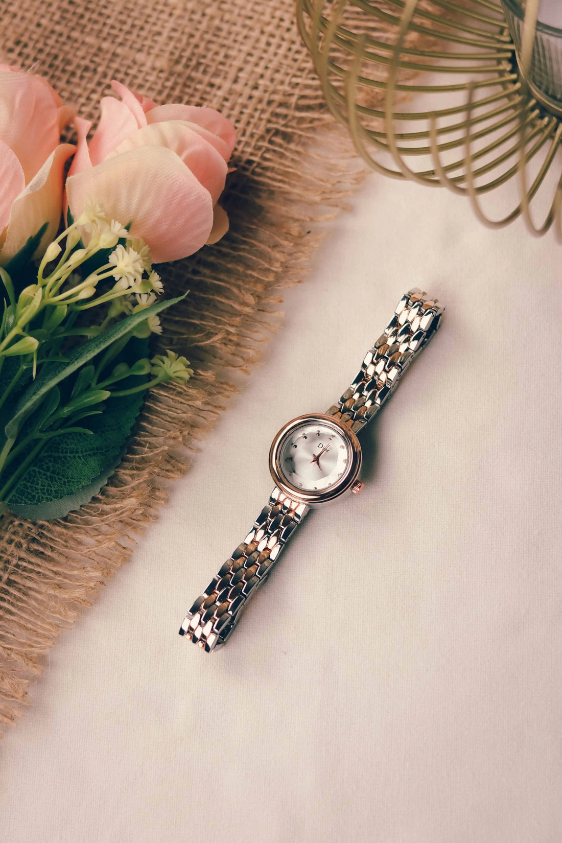 Dior Twinkle Rose Gold Two Tone White Dial Women Watch