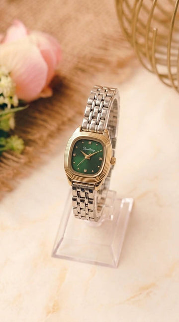 The Nostalgia Two-Tone Women Watch - Green Dial