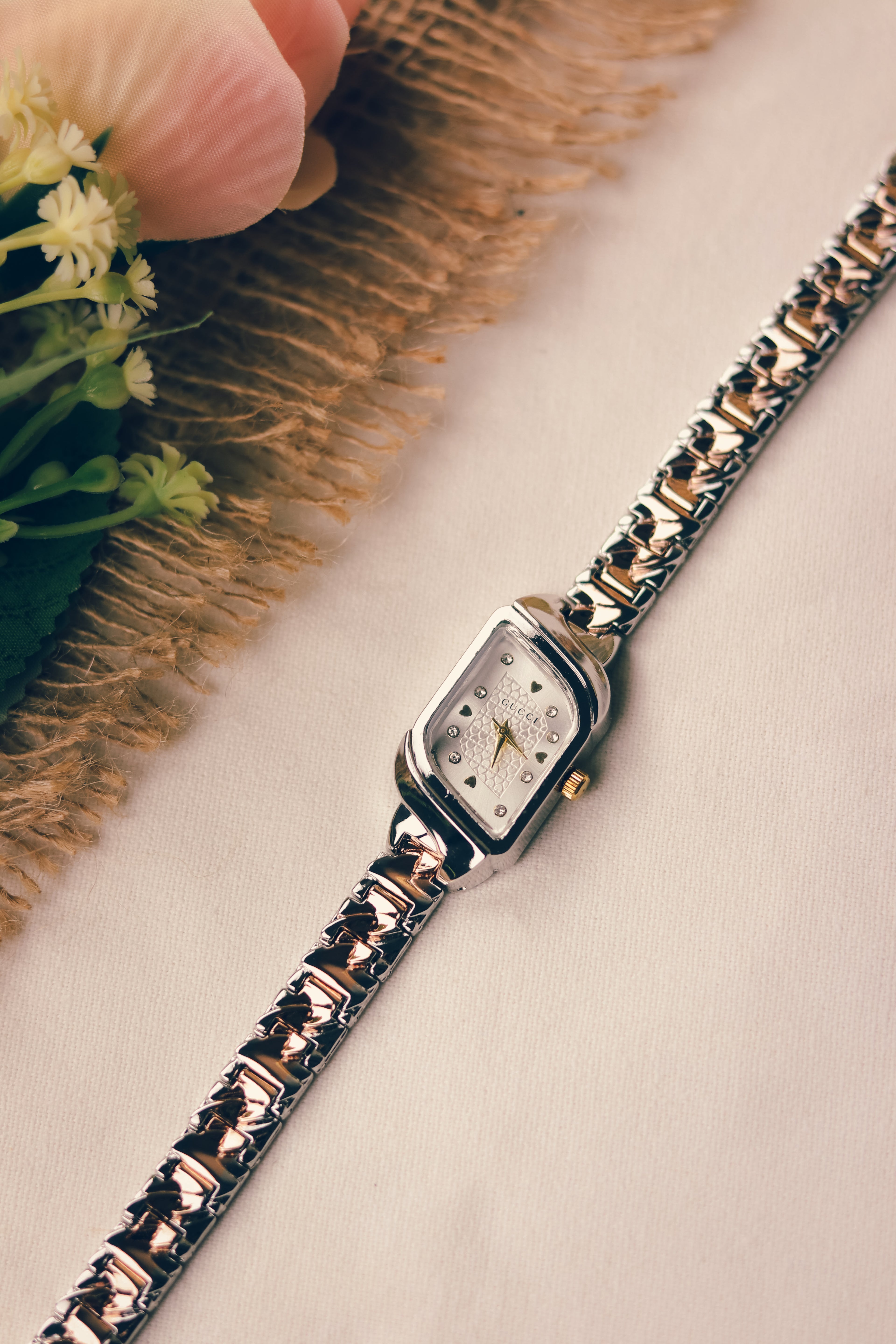 Gucci Whispering Golden Two Tone White Dial Women Watch