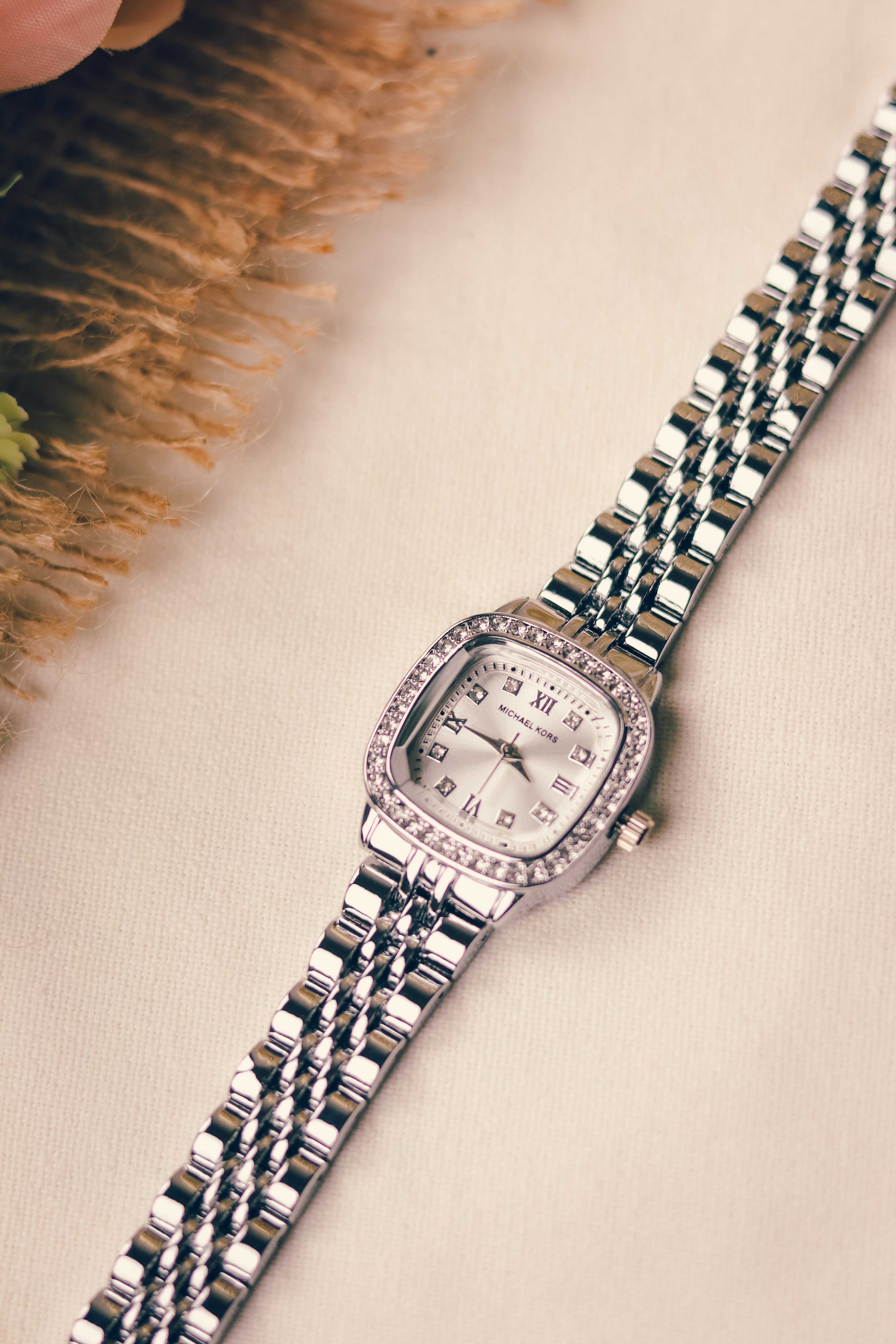 MK Square Silver Women Watch