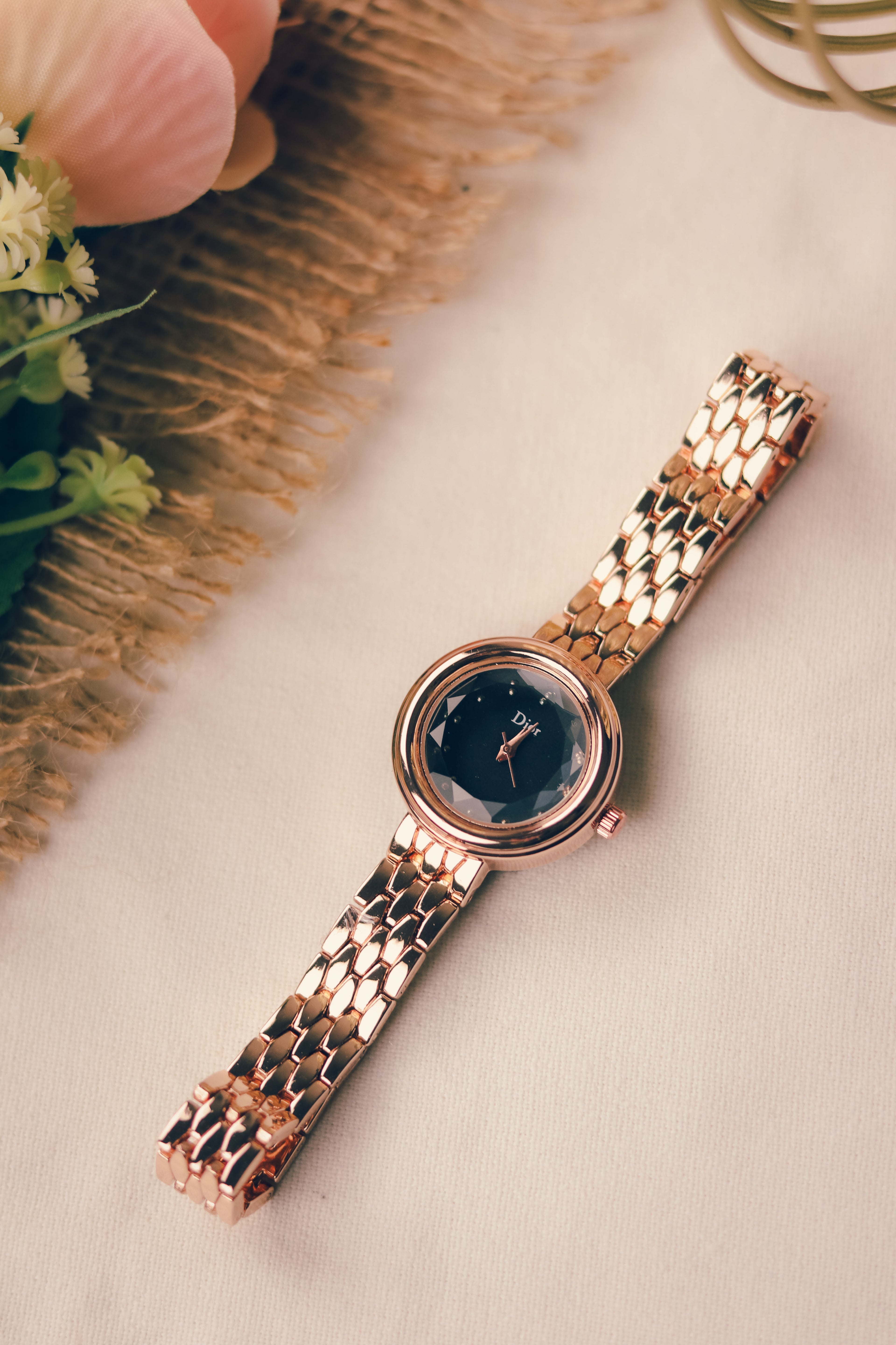 Dior Twinkle Rose Gold Black Dial Women Watch