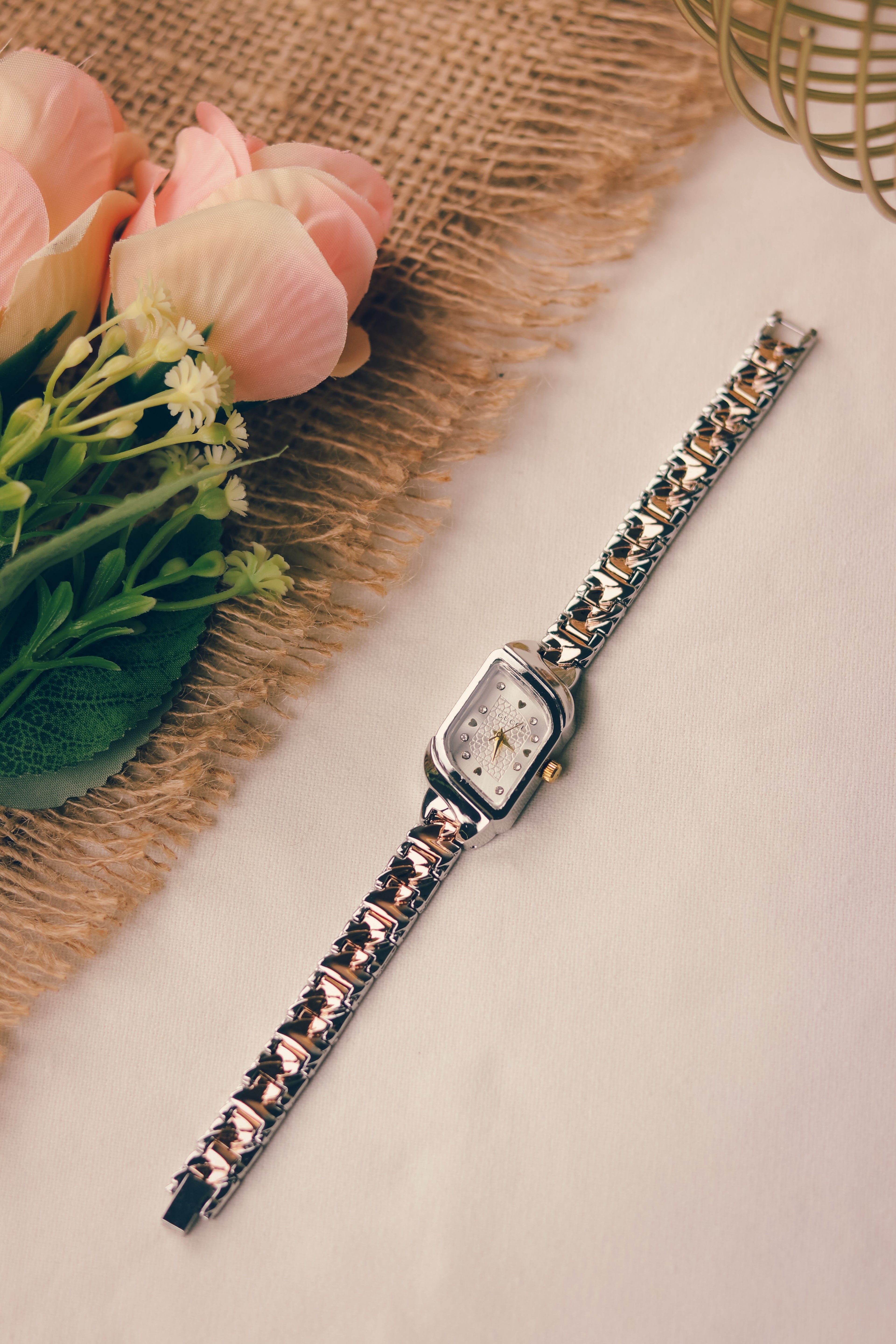 Gucci Whispering Rose Gold Two Tone White Dial Women Watch