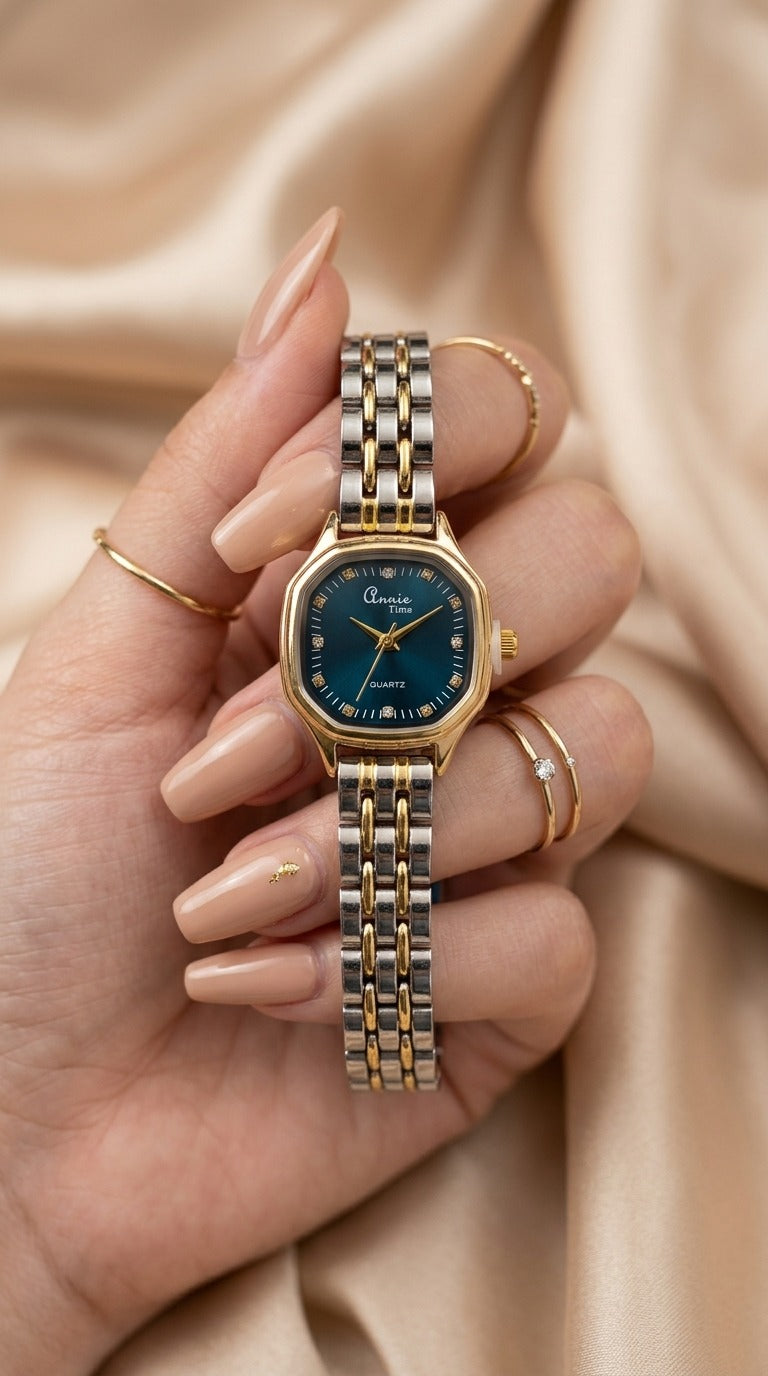The Symmetry Two-Tone Women Watch - Blue Dial