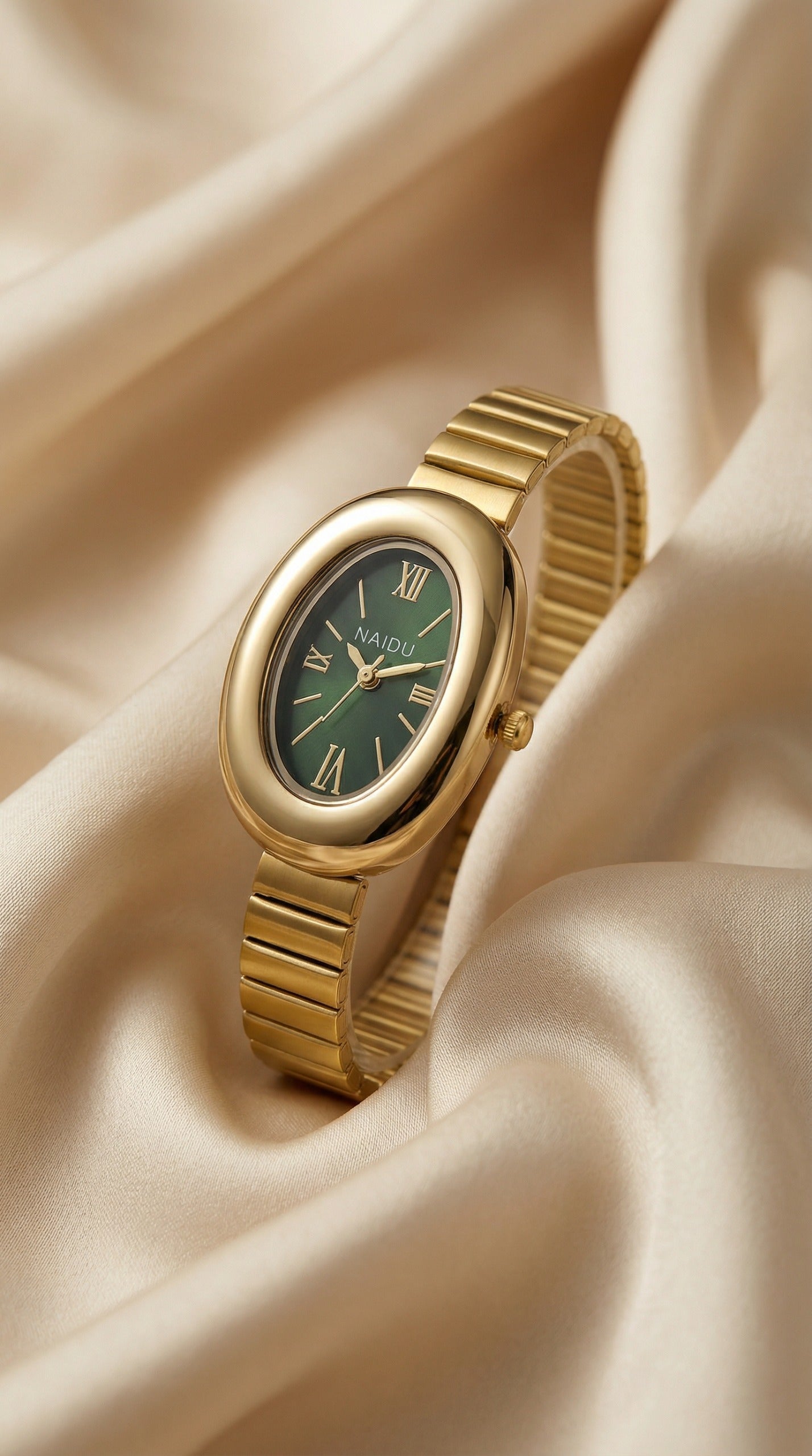 Naidu Classic Oval Women Watch - Green