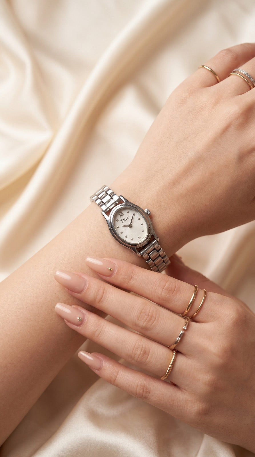 Dior Oval Dial Silver Plated Women Watch