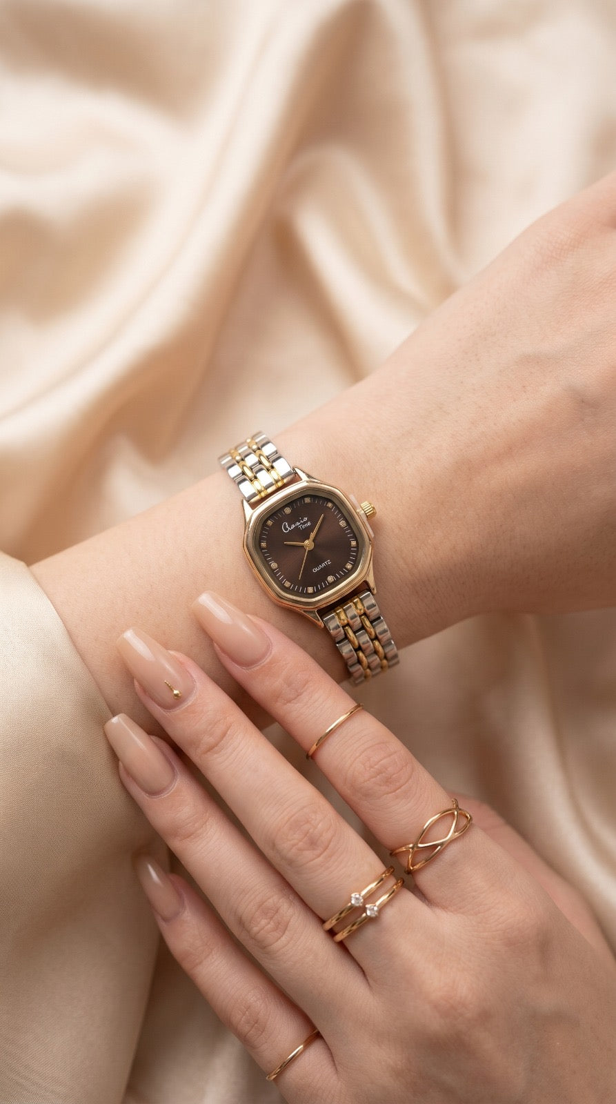 The Symmetry Two-Tone Women Watch - Brown Dial