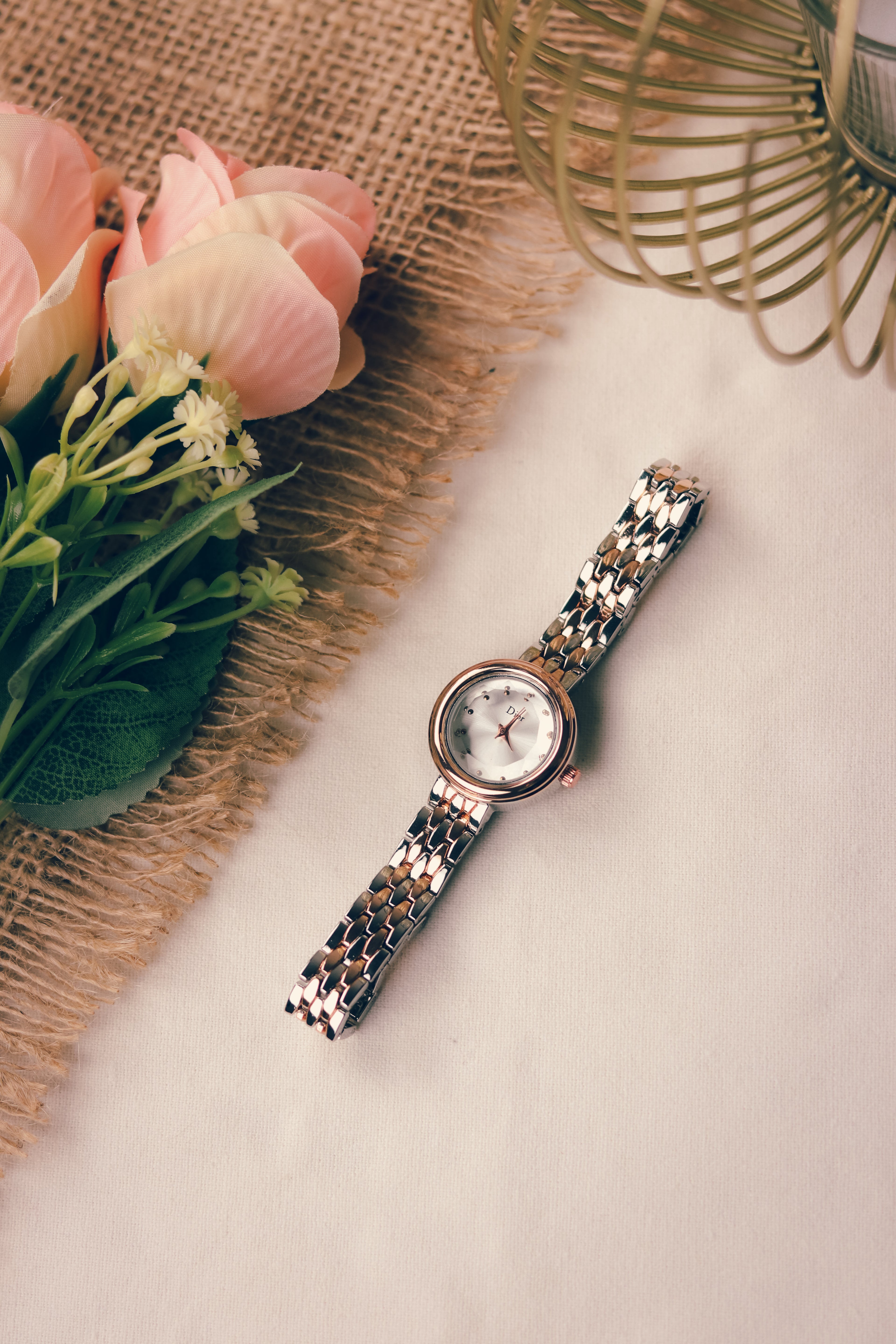 Dior Twinkle Rose Gold Two Tone White Dial Women Watch