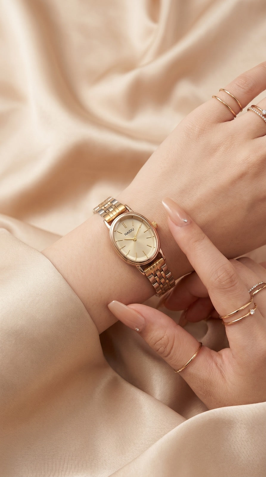 Naidu Antique Oval Women Watch - Golden Dial