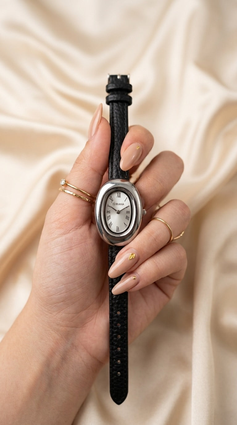 The Heritage Oval Women Strap Watch - Black