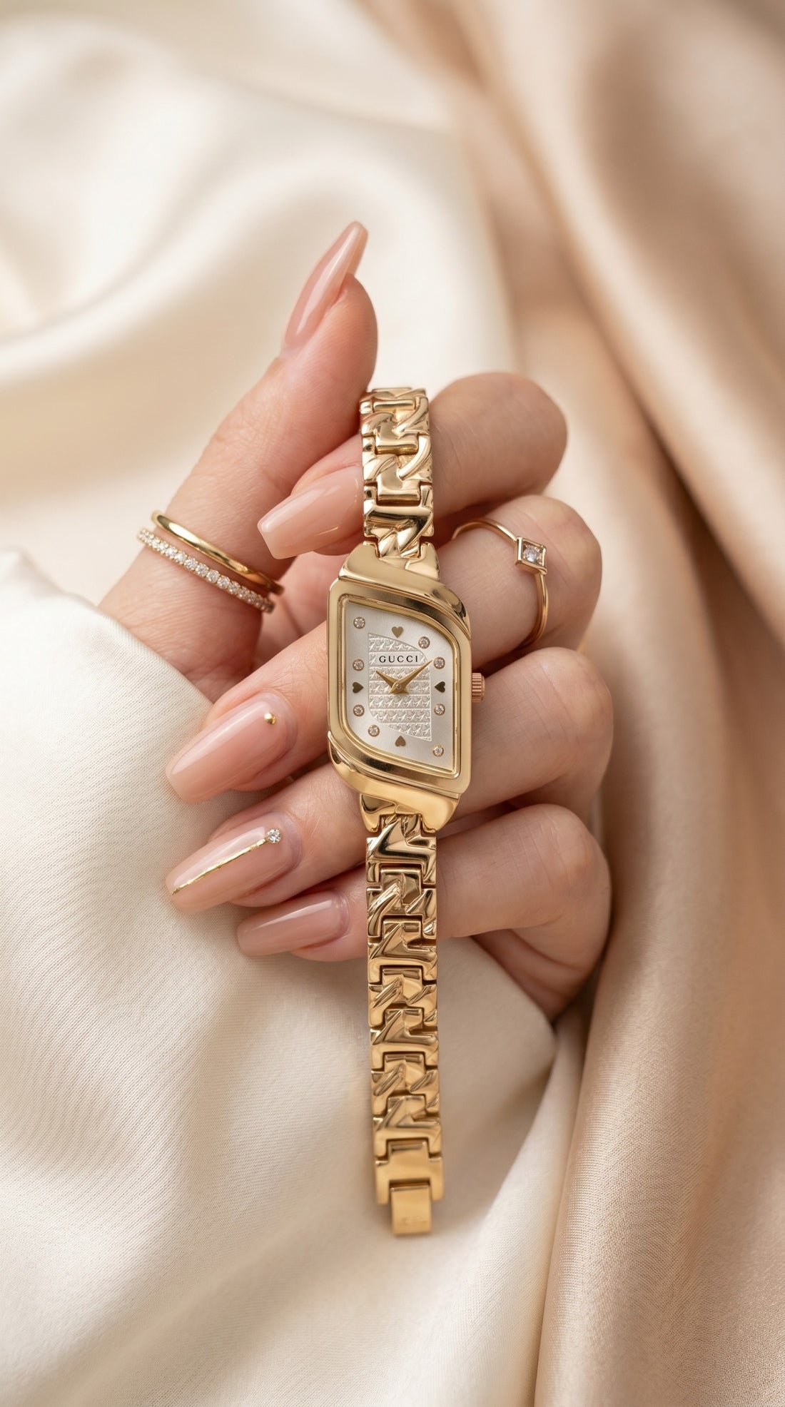 Gucci Whispering Golden White Dial Women Watch