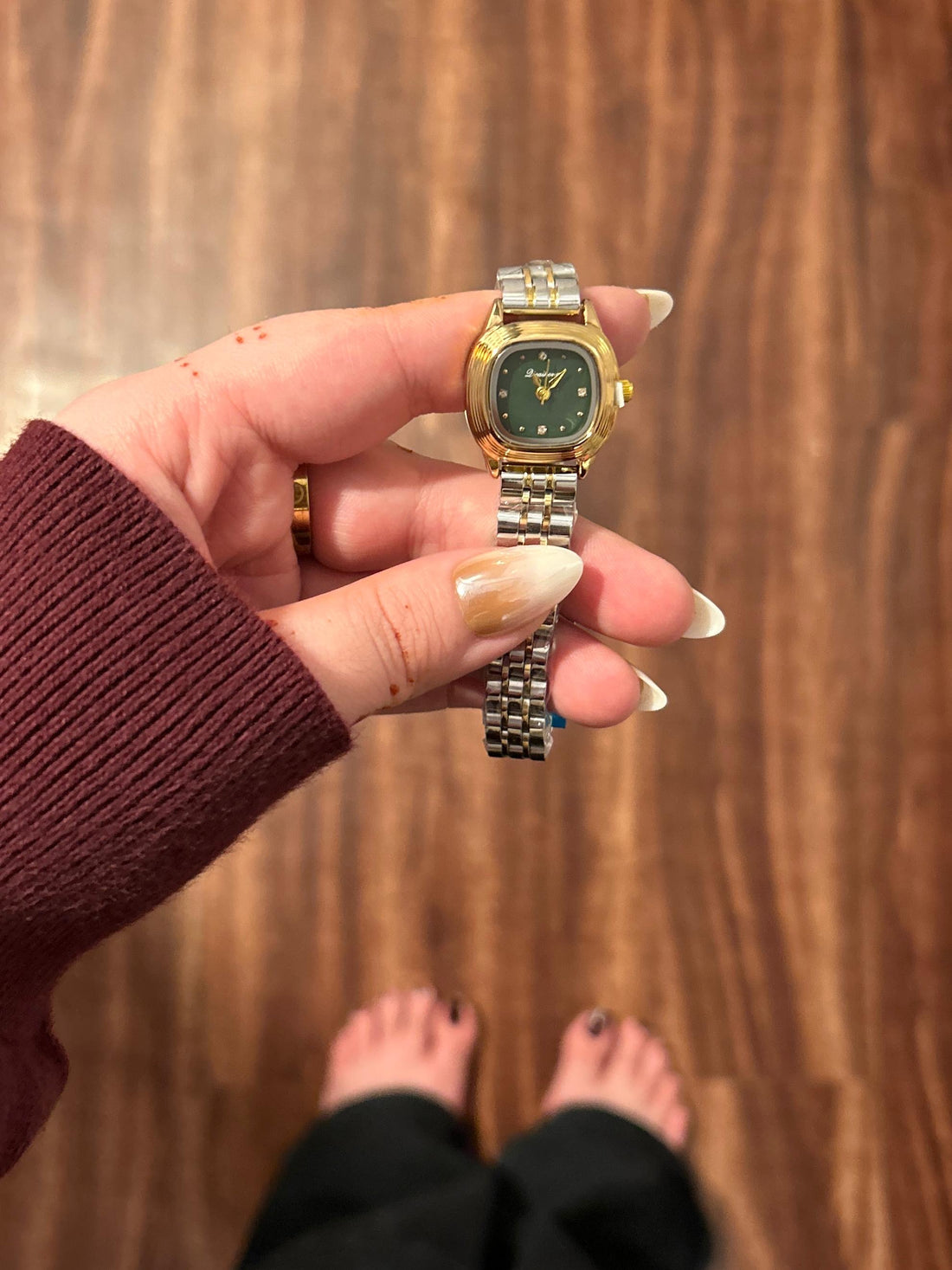 The Nostalgia Two-Tone Women Watch - Green Dial