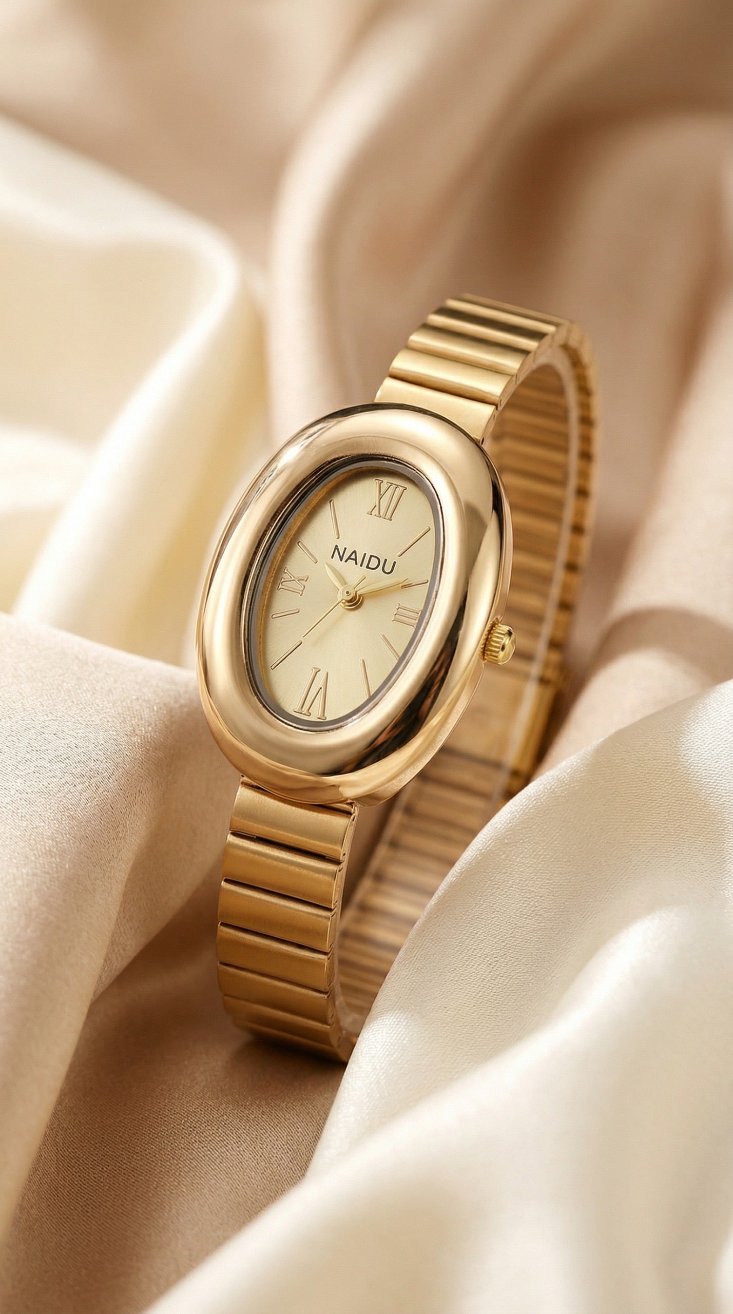 Naidu Classic Oval Women Watch - Golden