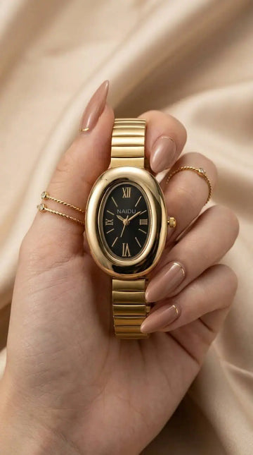 Naidu Classic Oval Women Watch - Black