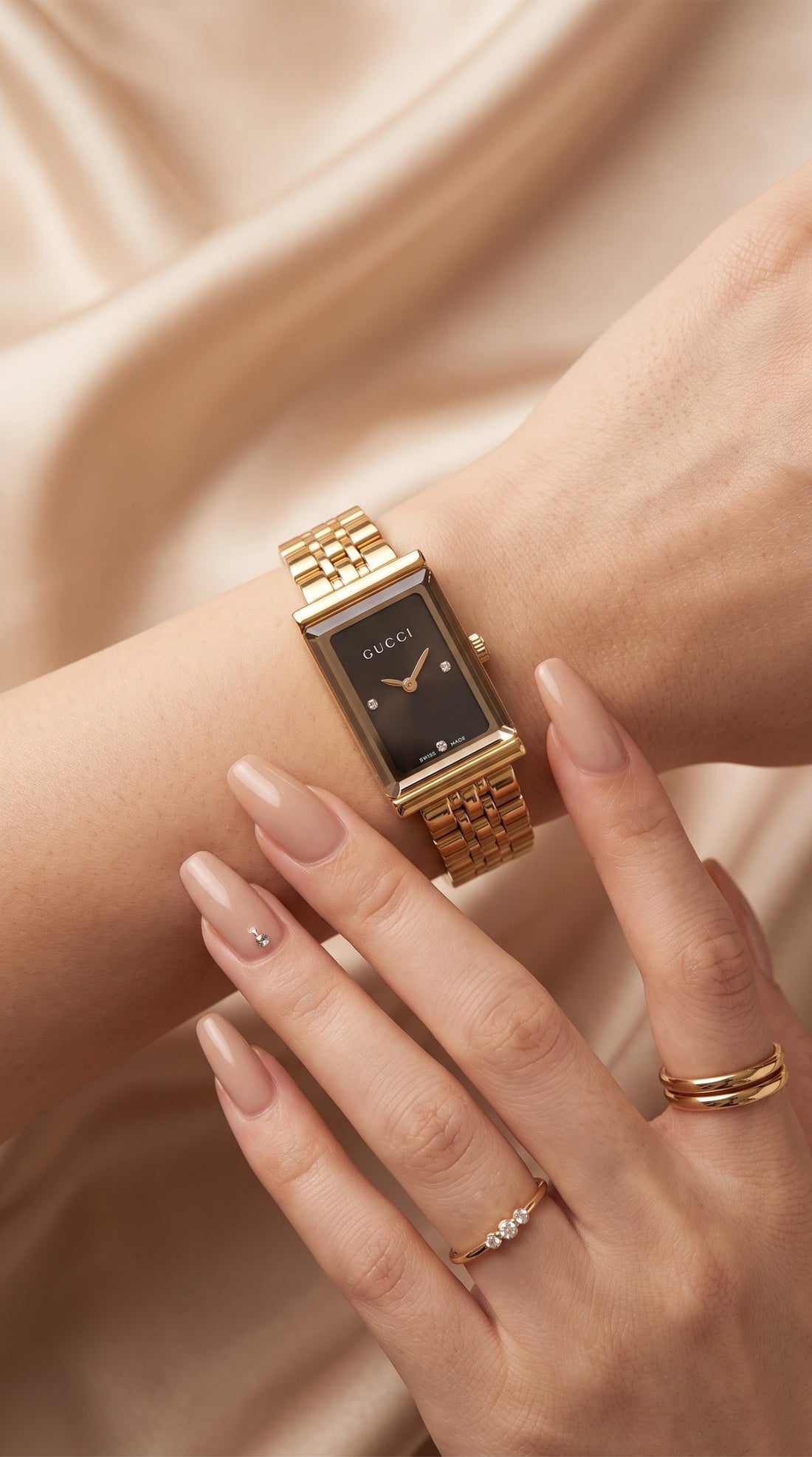 Gucci Rectangular Golden Women Watch