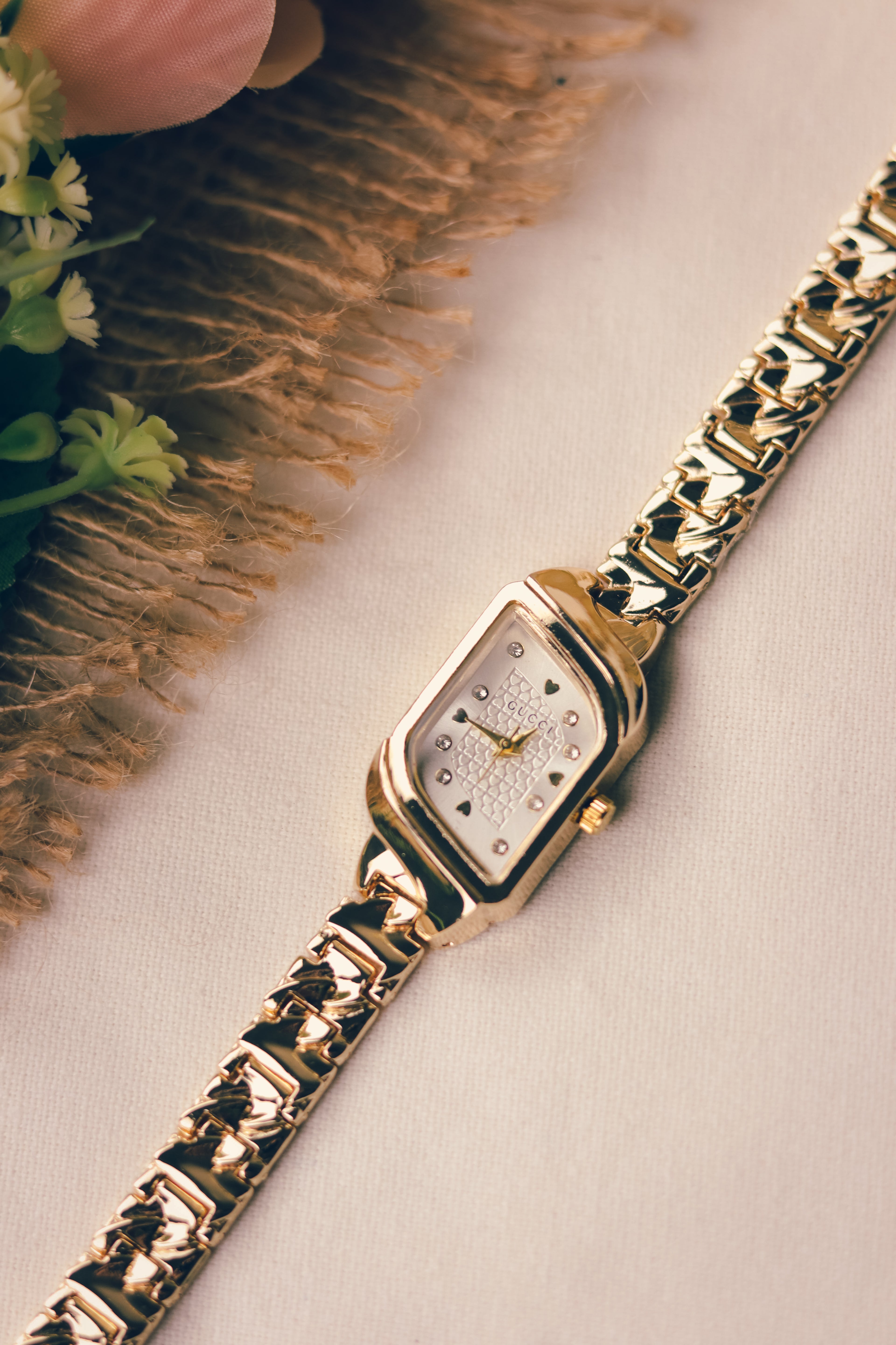 Gucci Whispering Golden White Dial Women Watch