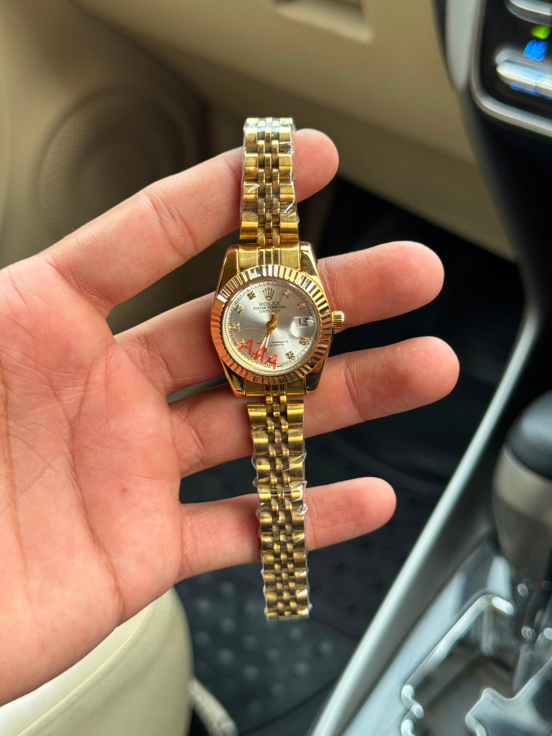 Rolex Date Oyster Golden Women Watch - White Dial